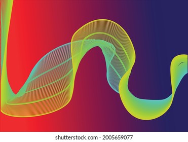 yellow and cyan abstract line art