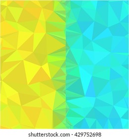 Yellow cyan low poly abstract background