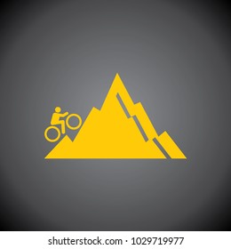 Yellow Cycling icon on black background.