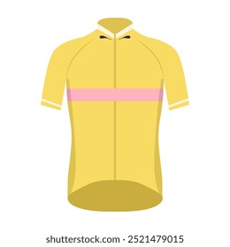 Yellow cycling jersey in flat design. Biking clothing, textile t-shirt. Vector illustration isolated.