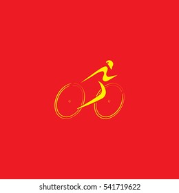 Yellow cyclist vector design with red background