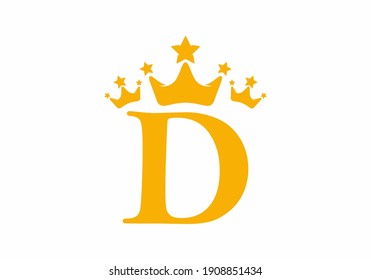 Yellow D Initial Letter With Triple Crown Symbol Logo