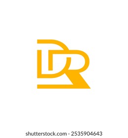 Yellow D and R Monogram with House Roof Construction Logo Design Vector
