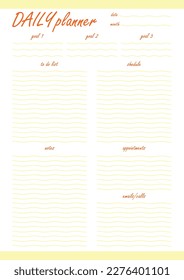 Yellow daily planner with wavy lines