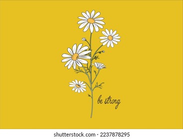 yellow daisy flower vector hand drawn