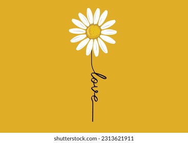 yellow daisy flower vector hand drawn design