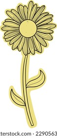 Icono vector de flor de margarita amarilla. Es una ilustración versátil diseñada para diversos usos. Usable para pegatinas o tarjetas, tazas o bolsas.

