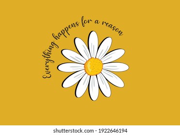 yellow daisy hand drawn design vector art