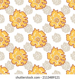 yellow daisy on off white background. Perfect ornament for fashion fabric or other printable covers.Sunflowers Bright Colourful Repeating Seamless Summer Pattern