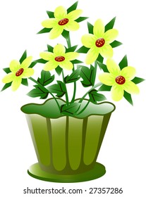 a yellow daisy vase vector