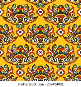 yellow Damask oriental seamless pattern colorful