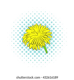Yellow dandelion flower icon, comics style