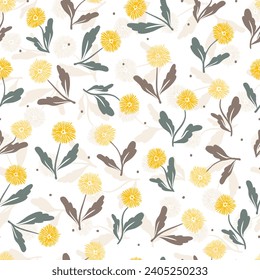 Yellow Dandelions in Bloom Delight Vector Pattern can be use for background and pattern