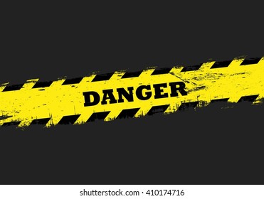 Yellow danger line on dark background. Danger line. Police line.