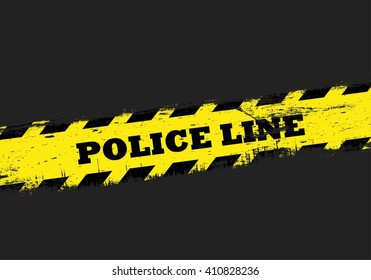 Yellow danger line on dark background. Police line.