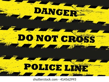 Yellow danger lines on dark background. Danger ribbon