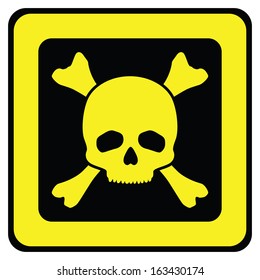 Yellow danger sign with skull (vector illustration)