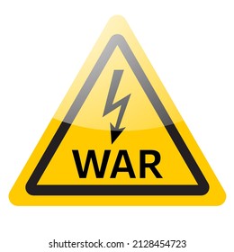 Yellow danger sign. War warning symbol icon. Vector illustration