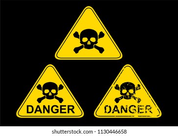 Yellow danger triangle sign vector 