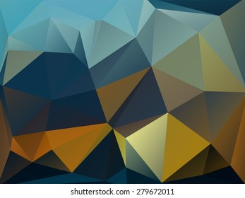 Yellow and dark blue abstract geometric rumpled triangular low poly style vector illustration graphic background