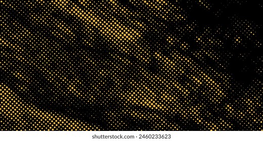 Amarillo y azul oscuro puntos de medio tono gradiente grunge textura de fondo patrón de color.