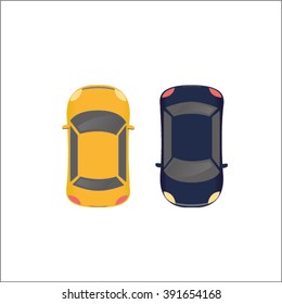 Yellow and Dark Blue Ordinary Cars