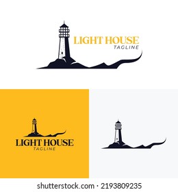 Yellow and dark lighthouse logo design. this elegant logo vector eps 10 can be use for company, business , product, poster, banner or social media post.