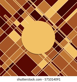 Yellow dark squares with circle. Abstract background template. Modern cover pattern. Vector illustration
