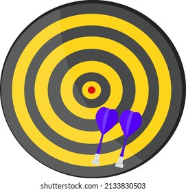 Yellow Dart board, illustration, vector on a white background.