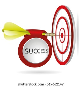 Yellow darts target aim. Successful shoot wth banner. Business target marketing concept. Can be used for workflow layout, banner, diagram, web design, infographic template.