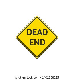 Yellow Dead End Sign Isolated On White Background. Traffic Symbol Modern Simple Vector Icon
