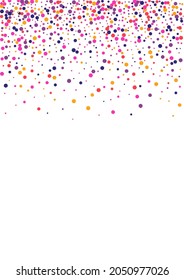 Yellow Decoration Dot Illustration. Confetti Geometric Texture. Pink Circle Year. Round Multicolor Decor Wallpaper. Anniversary Background.