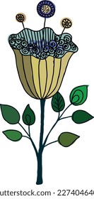 Yellow decorative bell flower. Vector file for designs.