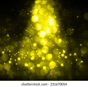 yellow Defocused Light, Flickering Lights, Vector abstract festive background with bokeh defocused lights. 