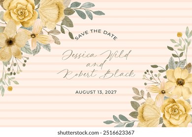 yellow delicate floral watercolor frame