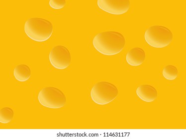 Yellow delicious cheese with holes, vector