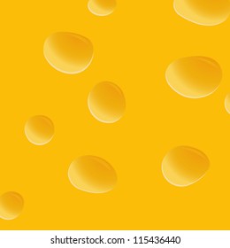 Yellow delicious cheese with holes, vector
