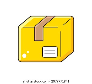 Caja de entrega amarilla o vector aislado de parcela