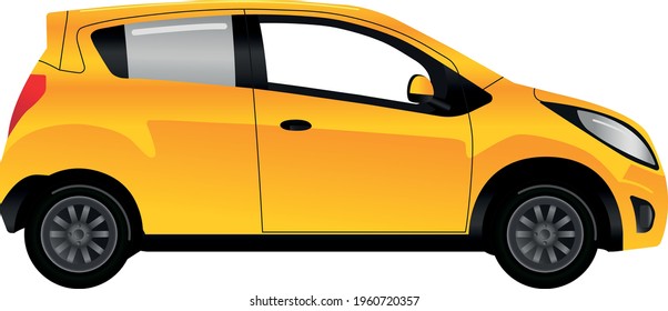 Yellow Delivery Car in Flat Style