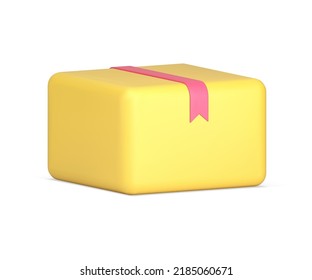 Yellow delivery rectangle container address logistic distribution parcel send receive isometric 3d icon realistic vector illustration. Cargo package box purchase goods courier service tracking app