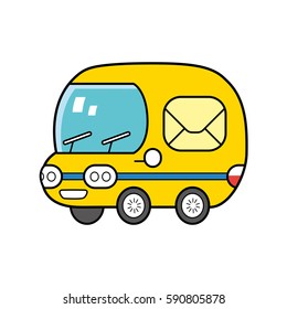 Yellow delivery van vector isolated.
