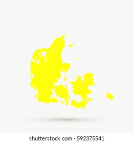 Yellow Denmark Map Illustration