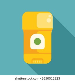 Yellow deodorant stick is casting a long shadow against a vibrant turquoise backdrop