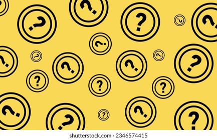 Yellow design background with question mark patterns. Vector ilustration