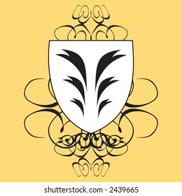Um design amarelo em um estilo de escudo desenhado à mão