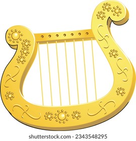 Yellow designed vector harp instrument