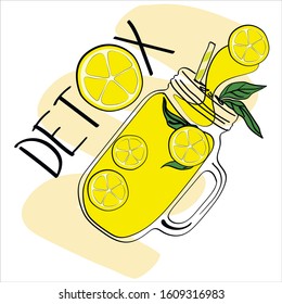 Yellow detox smoothie. Body cleansing. A cocktail of yellow vegetables and fruits. Healthy lifestyle. Morning breakfast water with lemon. Immunity boost. Vegan drinks