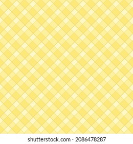 Yellow diagonal checked table cloth plaid seamless pattern textile texture vector background
