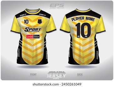 yellow diagonal painted pattern design, illustration, textile background for sports t-shirt, football jersey shirt mockup for football club. consistent front view