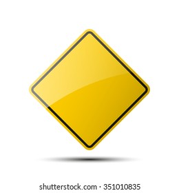 yellow diamond empty road sign with a black border on white background. Vector Illustration